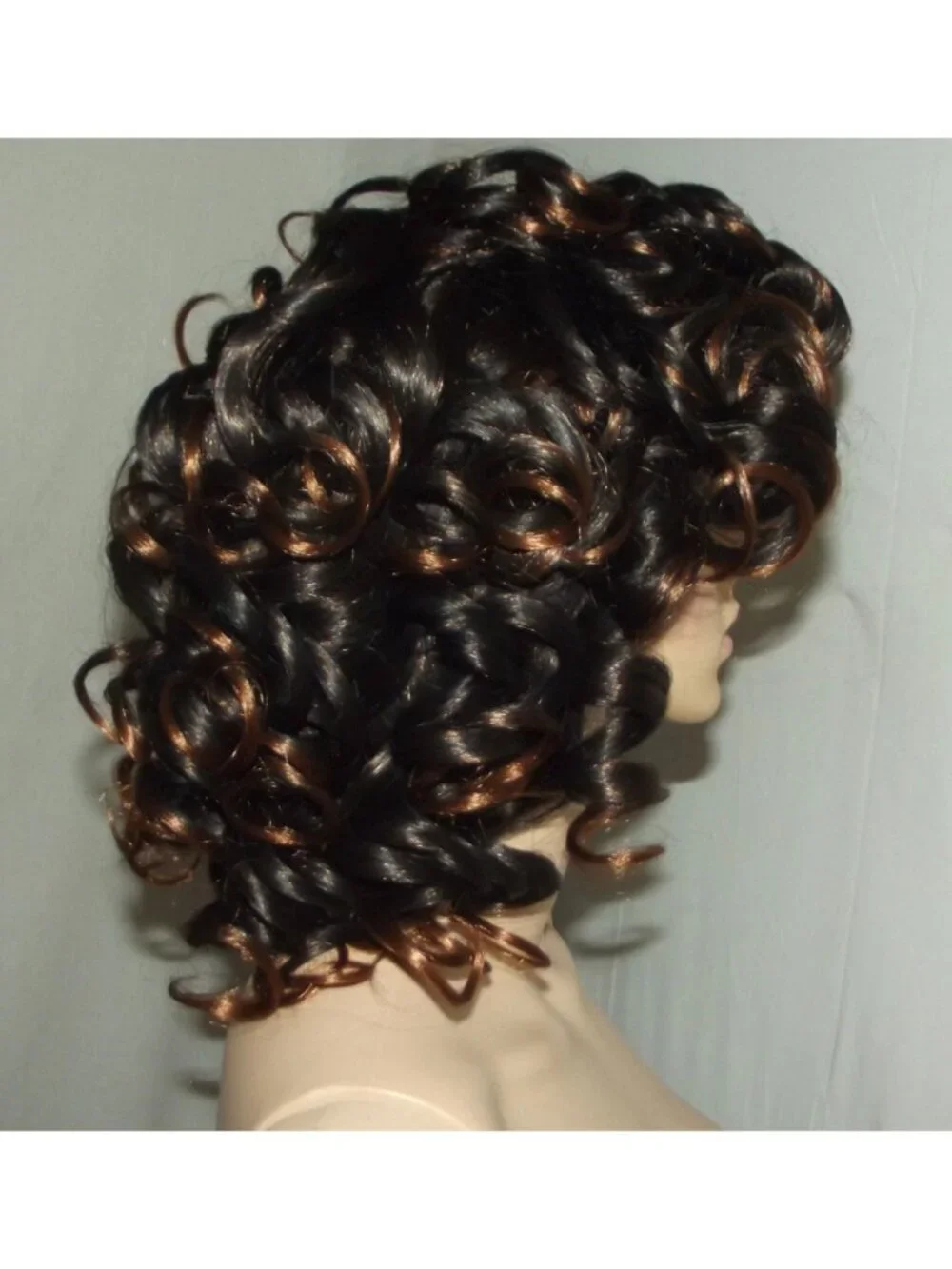 Keat Curly Wig Womens Afro Ombre Brown Natural Short Afro Loose Bangs Daily Wear